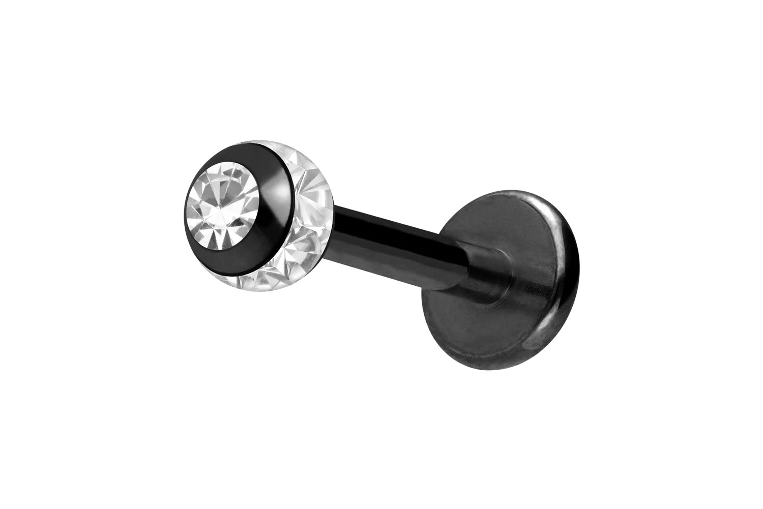 Chirurgenstahl Labret Piercing EPOXY-RING-KUGEL + KRISTALL